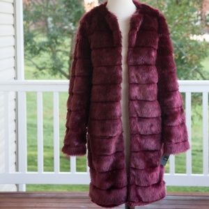 Wine Faux Fur Coat